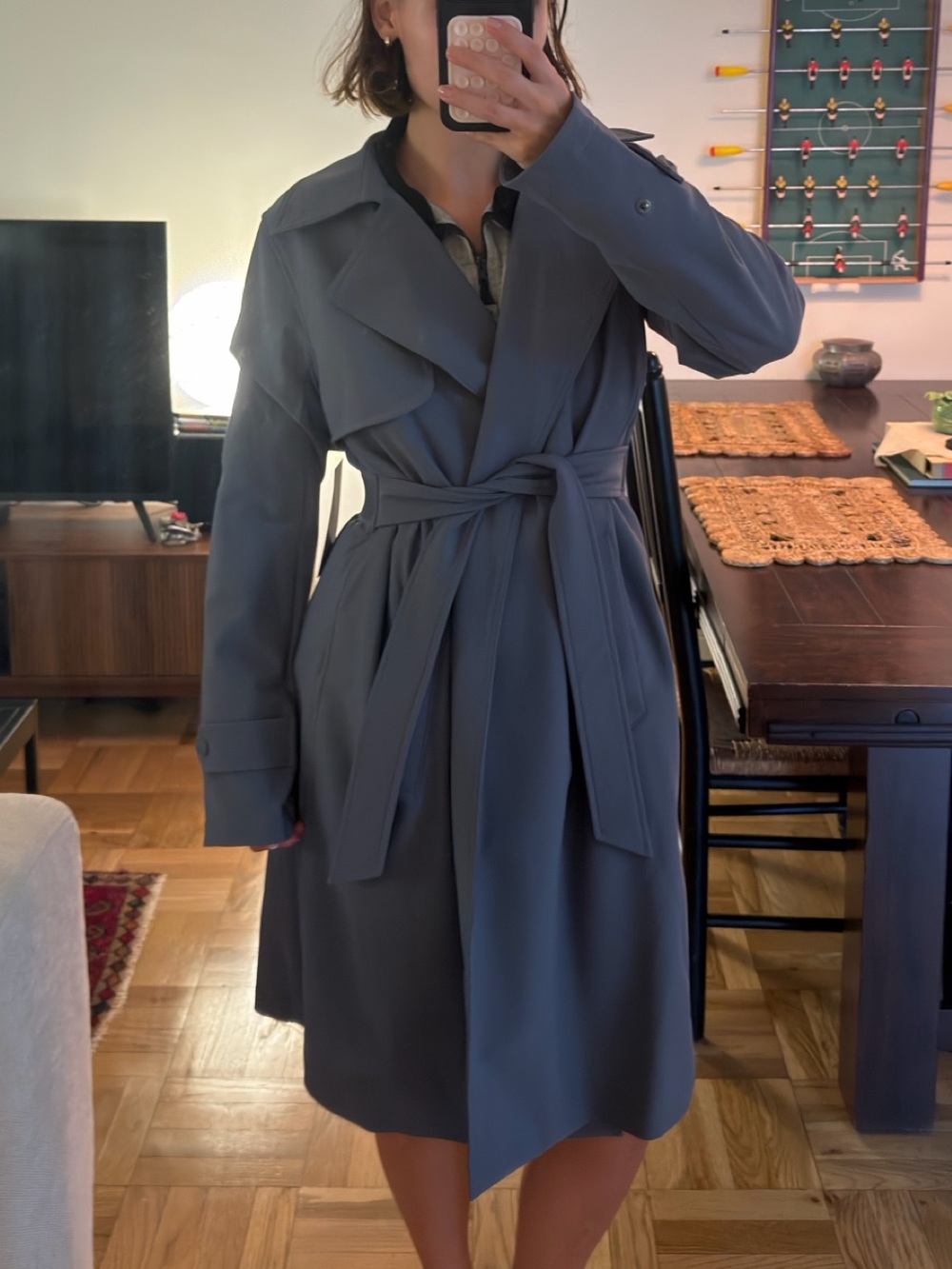 Brand New Athleta Blue Grey Belted Trench Coat